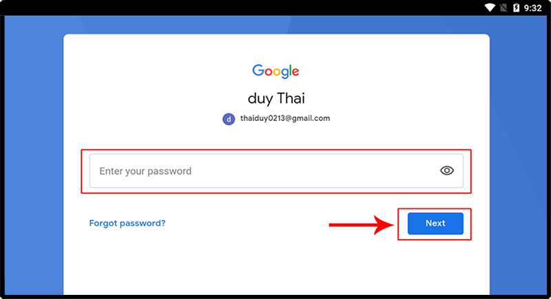 Nhập mật khẩu > chọn next