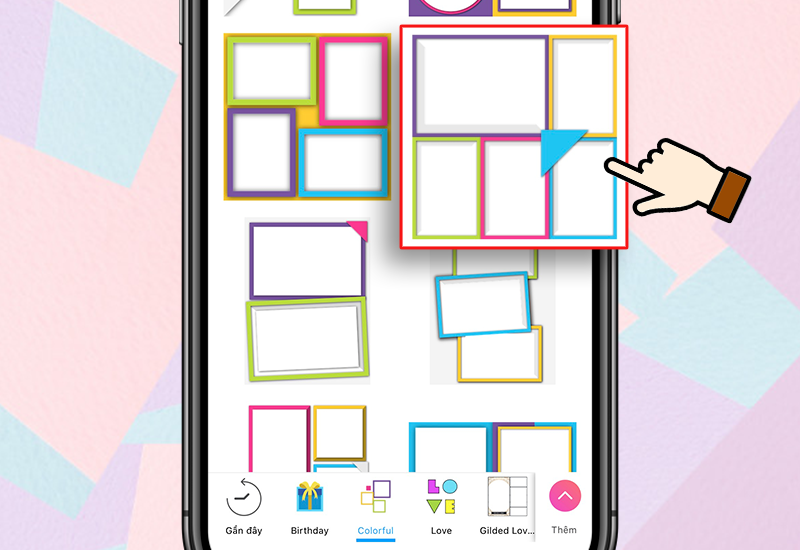 Bước 3: Lựa chọn khung trong bộ sưu tập khung theo chủ đề của PicsArt