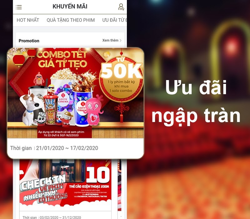 Nhận thông báo cho những ưu đãi trên LOTTECINEMA VN