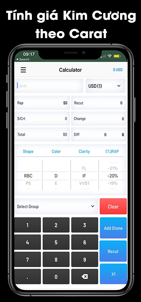 T&iacute;nh gi&aacute; kim cương theo carat