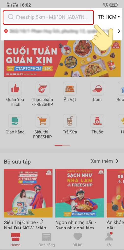 Bước 2: Nhập tên quán hoặc món ăn bạn muốn tại ô tìm kiếm.