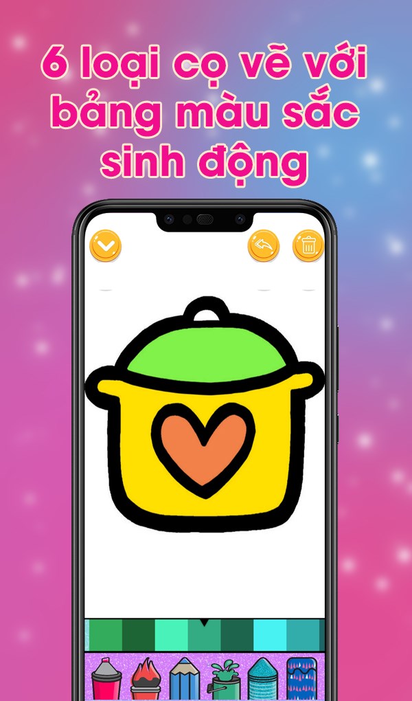 T&ugrave;y chọn 6 loại cọ vẽ với bảng m&agrave;u sắc sinh động
