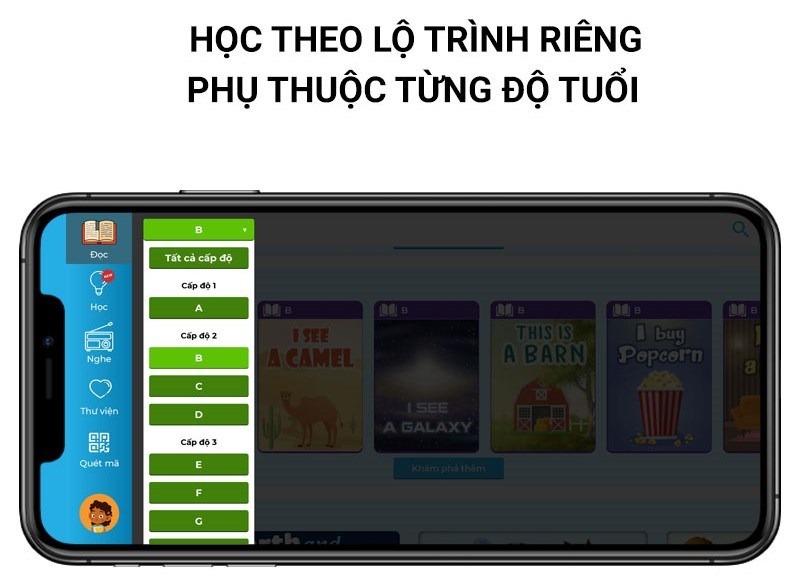 Monkey Stories cho phép học theo lộ trình riêng từng độ tuổi 