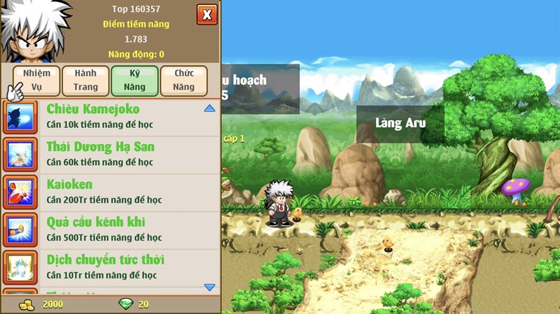 Hệ thống kỹ năng trong game Chú Bé Rồng Online