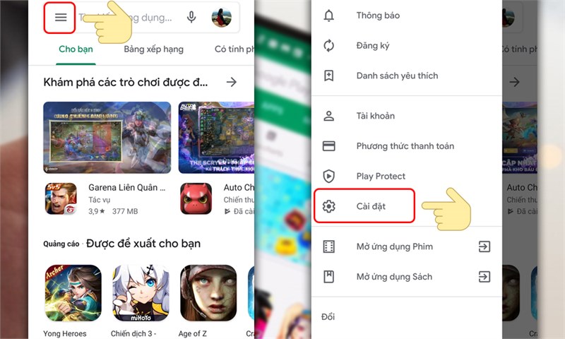 V&agrave;o mục C&agrave;i đặt tr&ecirc;n CH Play