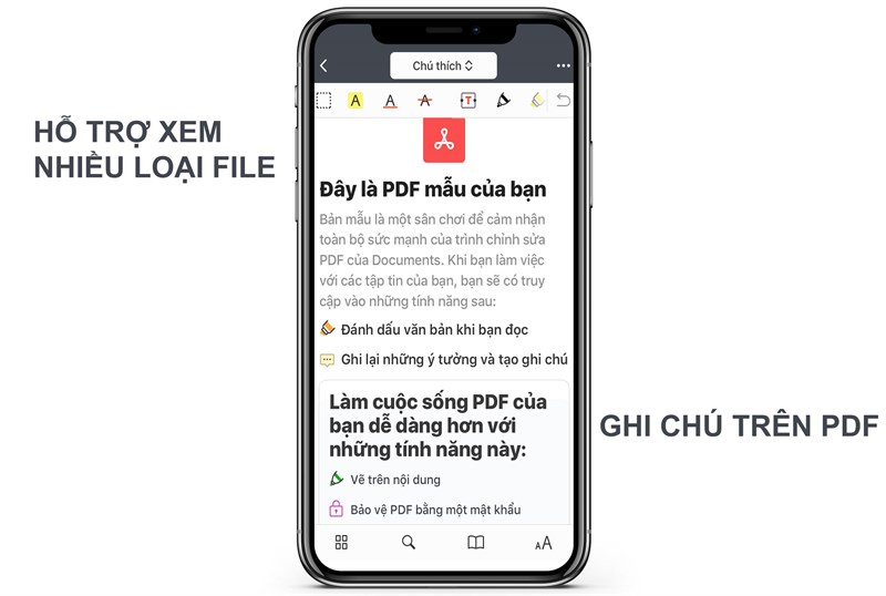 1. Hỗ trợ đọc nhiều loại file và ghi chú trên PDF