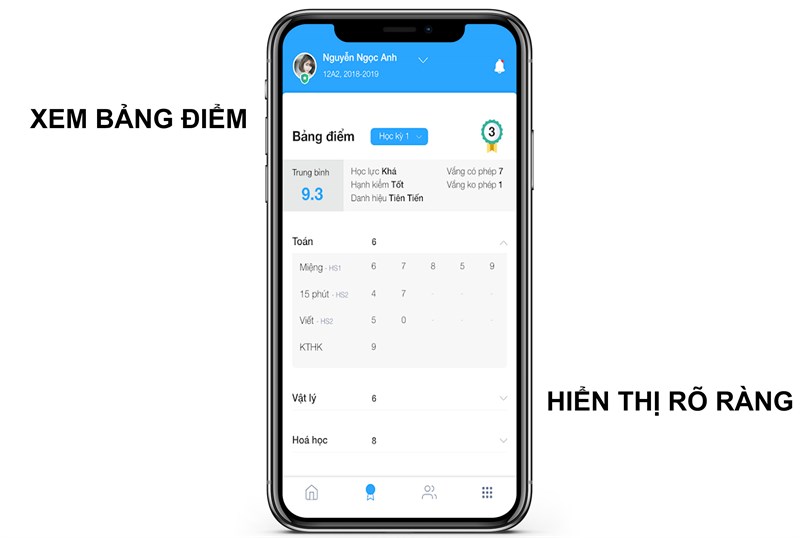 Xem bảng điểm học viên dễ dàng dàng