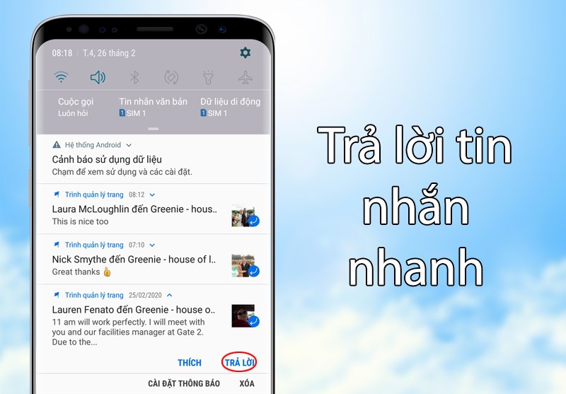 Trả lời tin nhắn nhanh trong ứng dụng Trình quản lý trang Facebook