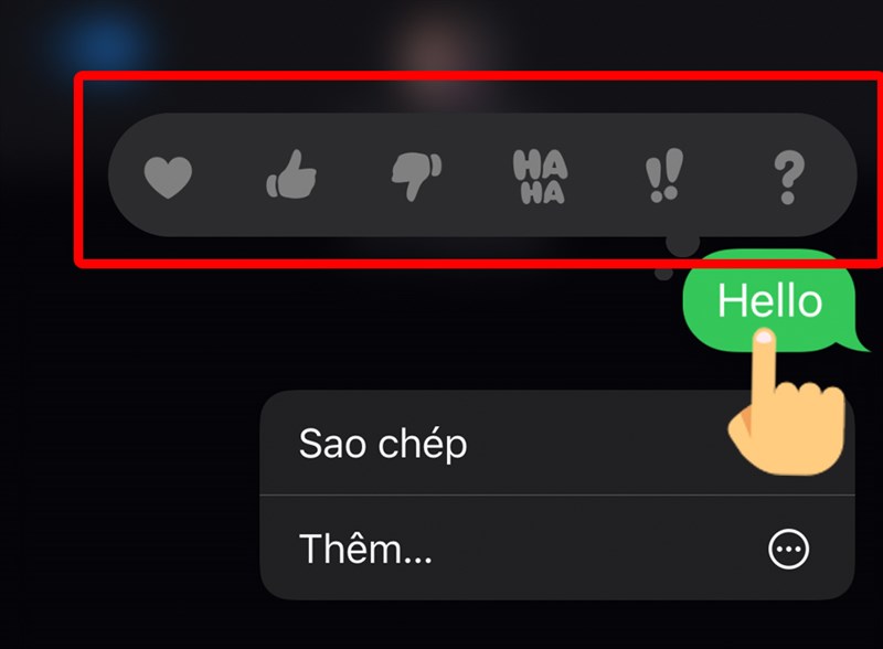 Nhấn giữ tin nhắn