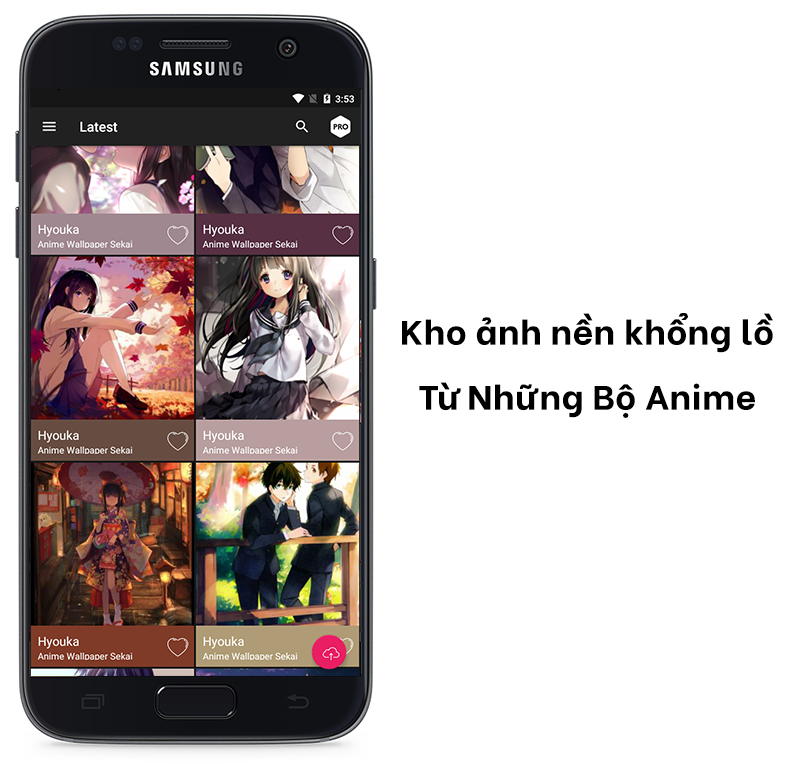 Anime Wallpaper Sekai-Anwendung mit einem riesigen Bestand an Hintergrundbildern aus Anime-Serien