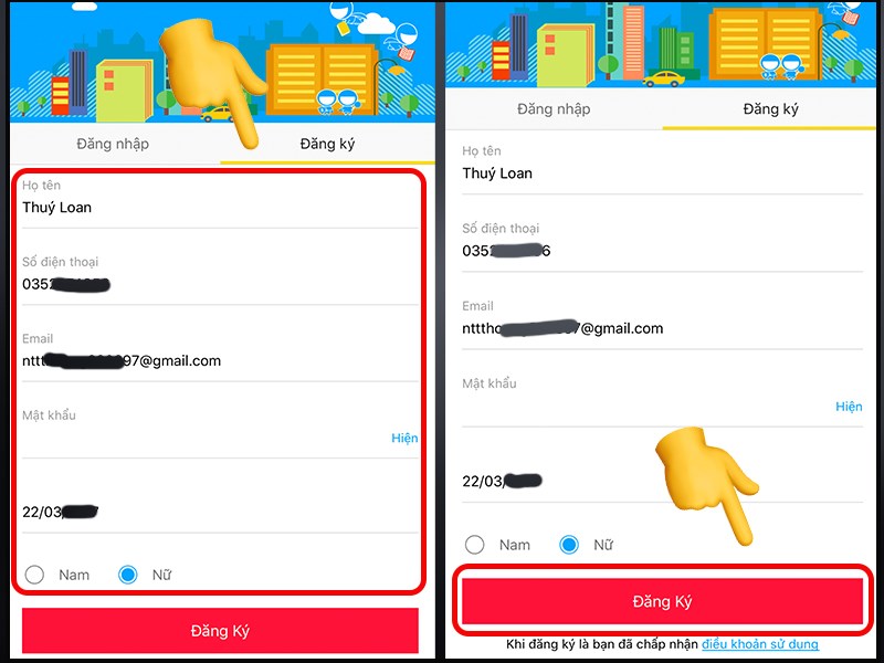 Điền th&ocirc;ng tin c&aacute; nh&acirc;n > Đăng k&yacute;
