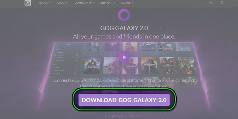 nhấn vào Download Gog Galaxy 2.0