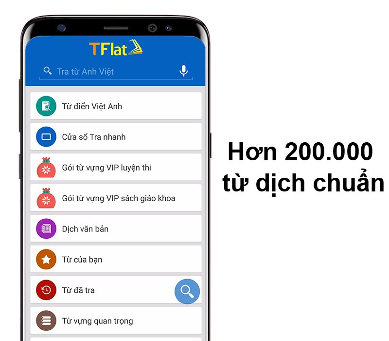 Với TFlat Offline bạn có thể dịch hơn 200.000 từ