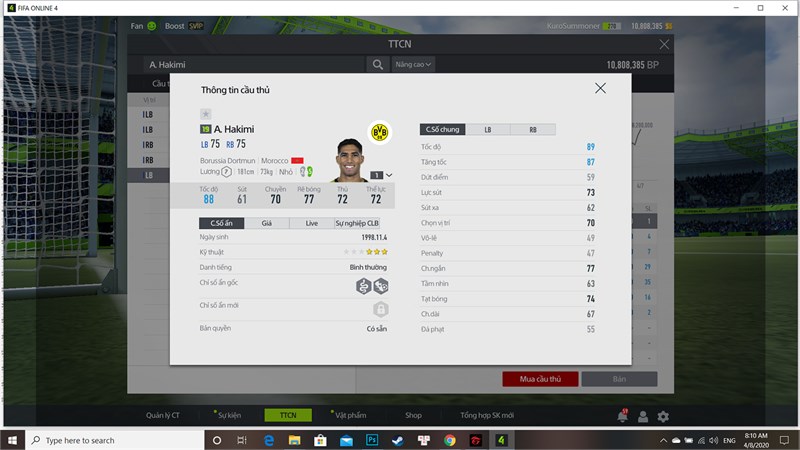 Hakimi lương 7 với chỉ số tốc độ cao