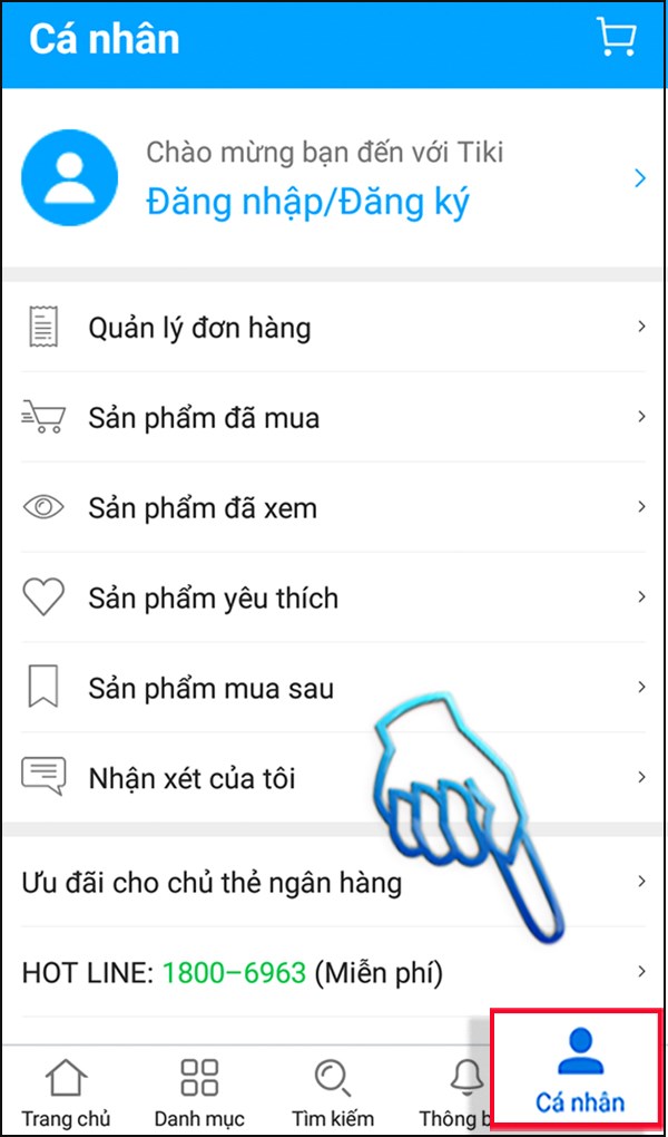 Mở dụng Tiki > C&aacute; nh&acirc;n