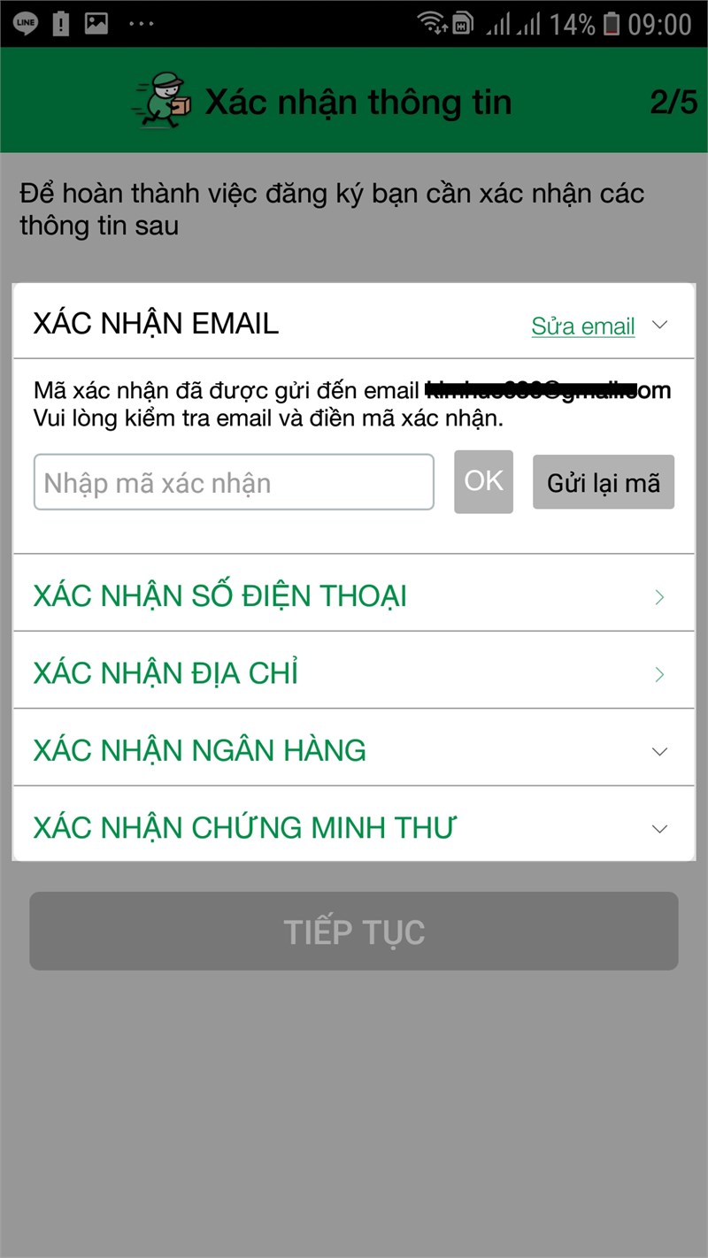 Xác nhận Email, SĐT, địa chỉ, thông tin ngân hàng, CMND