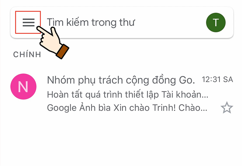 Chọn thanh trình duyệt ở góc phải giao diện Gmail