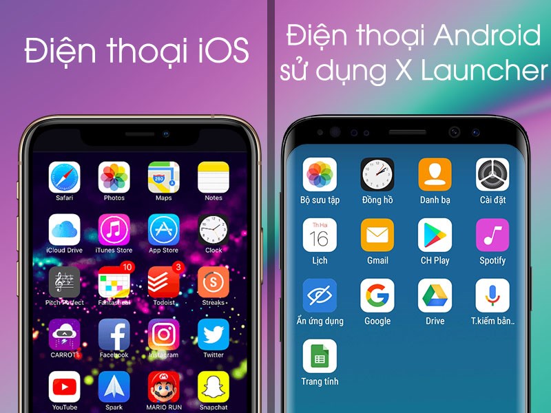  Thư mục tr&ecirc;n điện thoại iOS v&agrave; tr&ecirc;n điện thoại Android sử dụng X Launcher