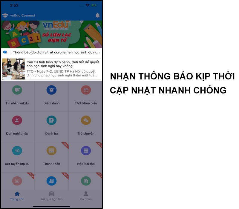 Cập nhật thông báo từ nhà trường