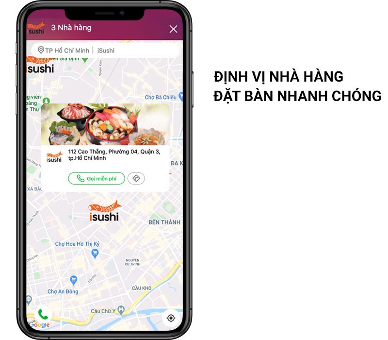 Cung cấp bản đồ định vị, hotline nhà hàng 