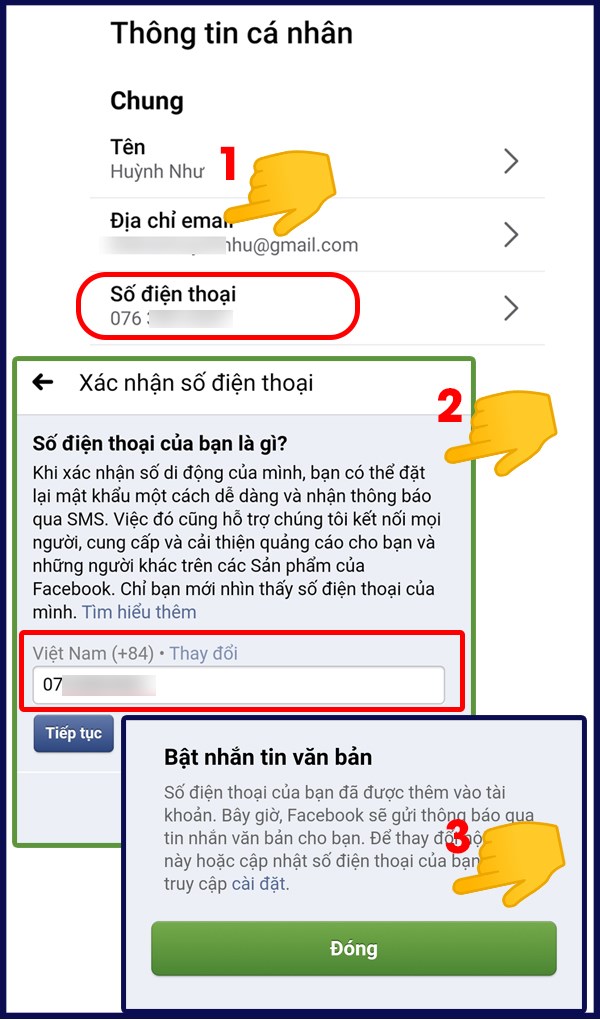 Xác thực số điện thoại Facebook