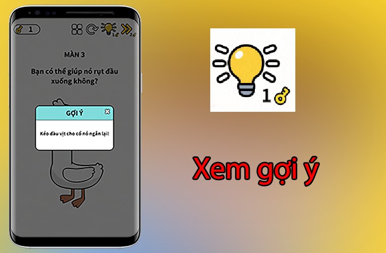 Tính năng xem gợi ý trong trò chơi Brain game: IQ challenge