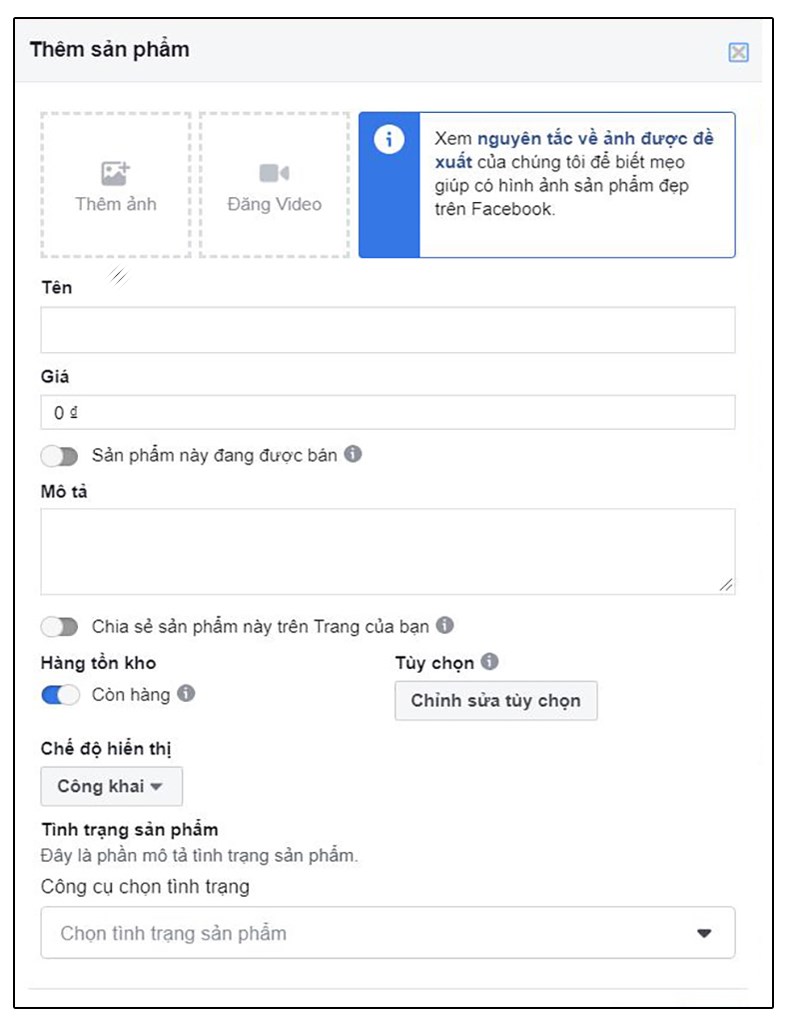 Tạo sự kiện trong ứng dụng Trình quản lý trang Facebook