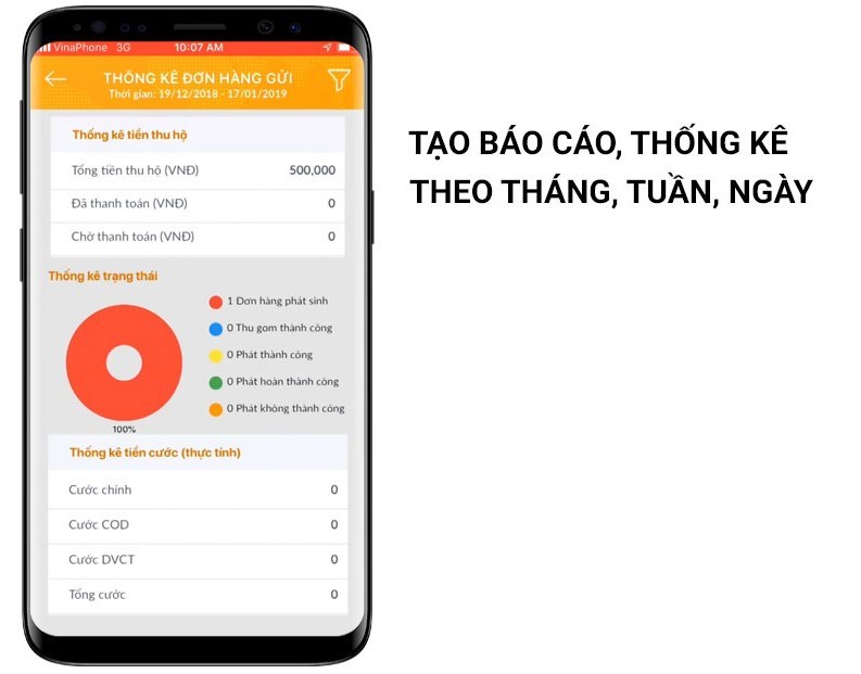 Tạo báo cáo, thống kê đơn hàng theo ngày, tuần, tháng