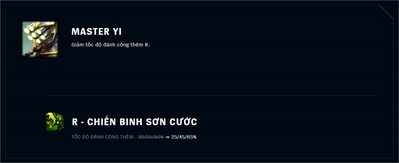 Giảm tốc độ đánh cộng thêm R của Master Yi