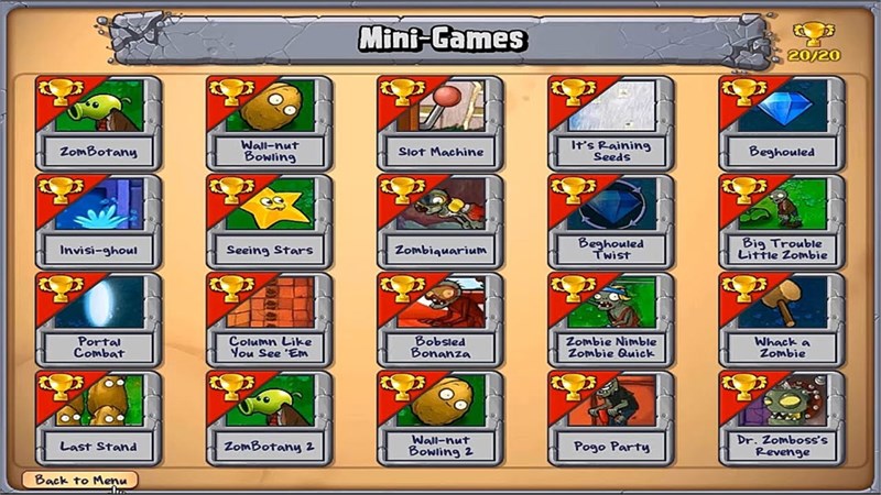 Những trò chơi nhỏ trong game Plants vs. Zombies™