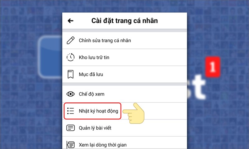 Bước 3: Tiếp theo, bạn chọn Nhật ký hoạt động.