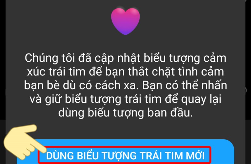 D&ugrave;ng biểu tượng tr&aacute;i tim mới