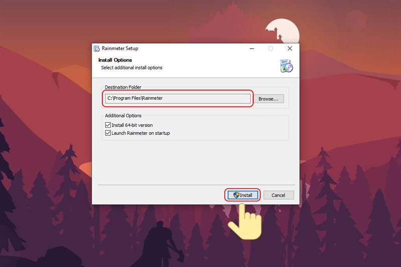 Chọn nơi lưu trữ v&agrave; c&agrave;i đặt Rainmeter