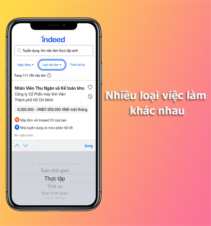  Việc làm Indeed hỗ trợ tìm kiếm nhiều loại việc làm khác nhau 