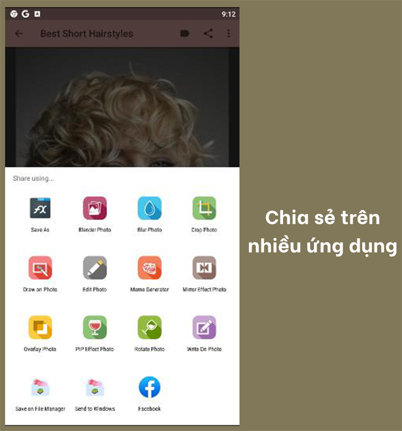 Chia sẻ trên nhiều ứng dụng