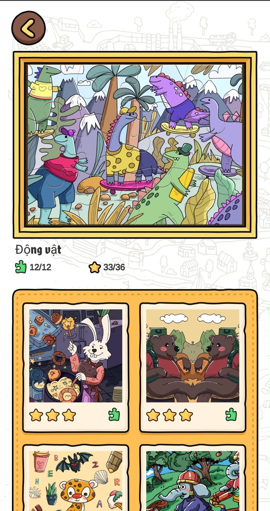 Bức tranh động vật được ghép hoàn chỉnh