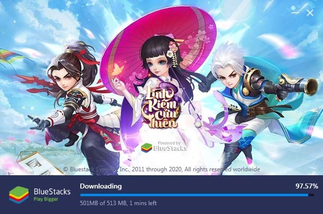 hờ qu&aacute; tr&igrave;nh c&agrave;i đặt ho&agrave;n tất v&agrave; mở Bluestack