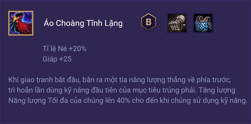 Trang bị Áo Choàng Tĩnh Lặng