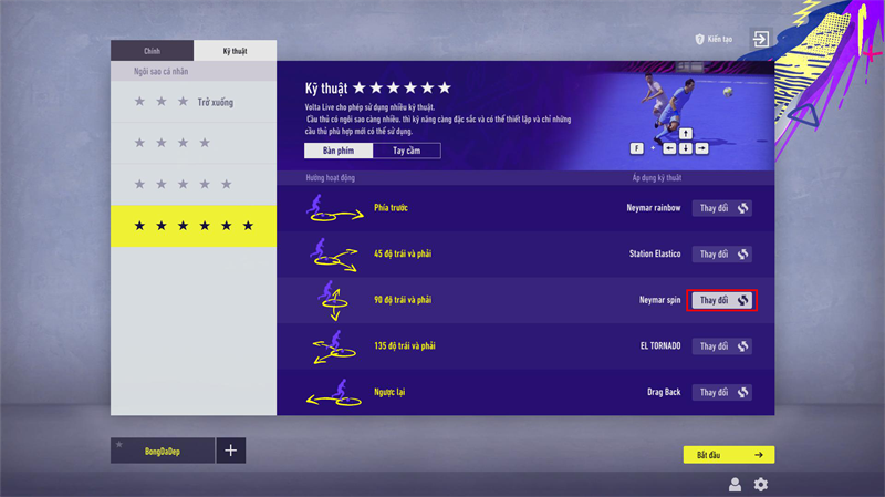 Chọn skill bạn y&ecirc;u th&iacute;ch v&agrave; nhấn thay đổi