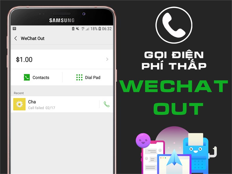 Gọi điện với mức phí thấp với WECHAT OUT