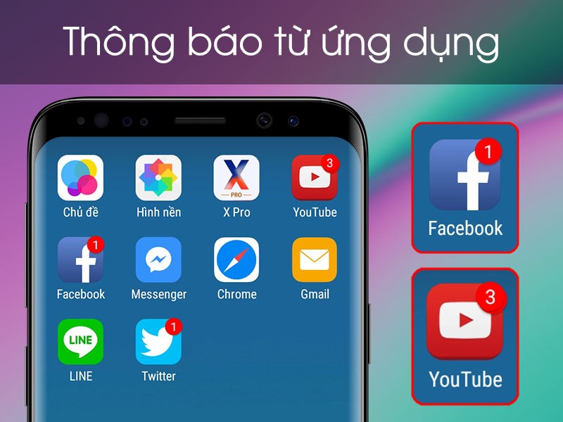 C&aacute;c th&ocirc;ng b&aacute;o từ ứng dụng được hiển thị