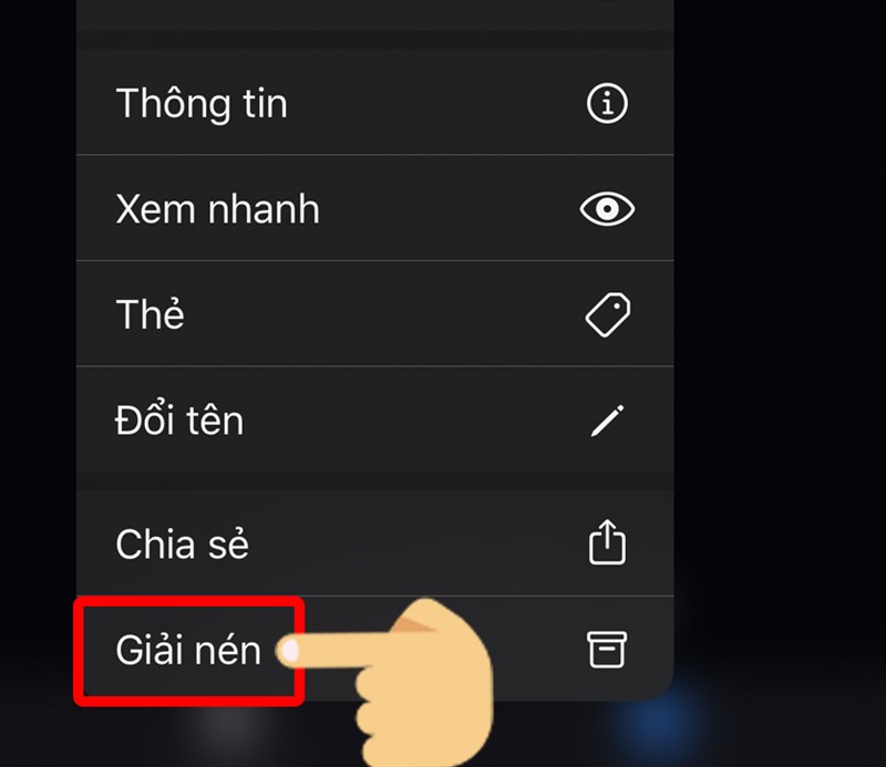 Chọn Giải n&eacute;n để giải n&eacute;n tệp