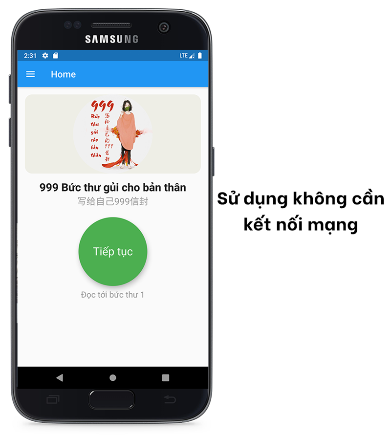 Ứng dụng 999 lá thư cho chính tôi - sử dụng mà không cần kết nối internet