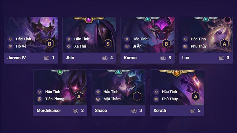  đội h&igrave;nh Hắc Tinh