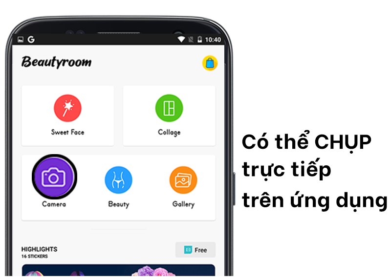 Sweet face camera - c&oacute; thể chụp trực tiếp tr&ecirc;n ứng dụng&nbsp;