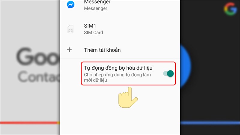 Kích hoạt Tự động đồng bộ dữ liệu