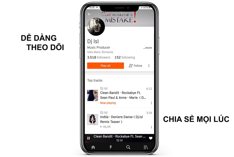 Theo dõi, chia sẻ nghệ sĩ yêu thích