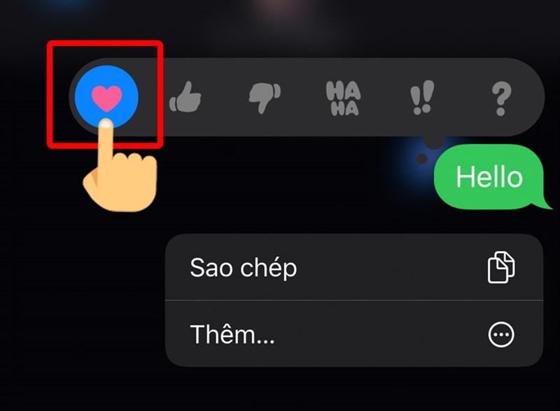 Nhấn giữ tin nhắn, nhấn lại biểu tượng cảm x&uacute;c đ&atilde; chọn để x&oacute;a tapback