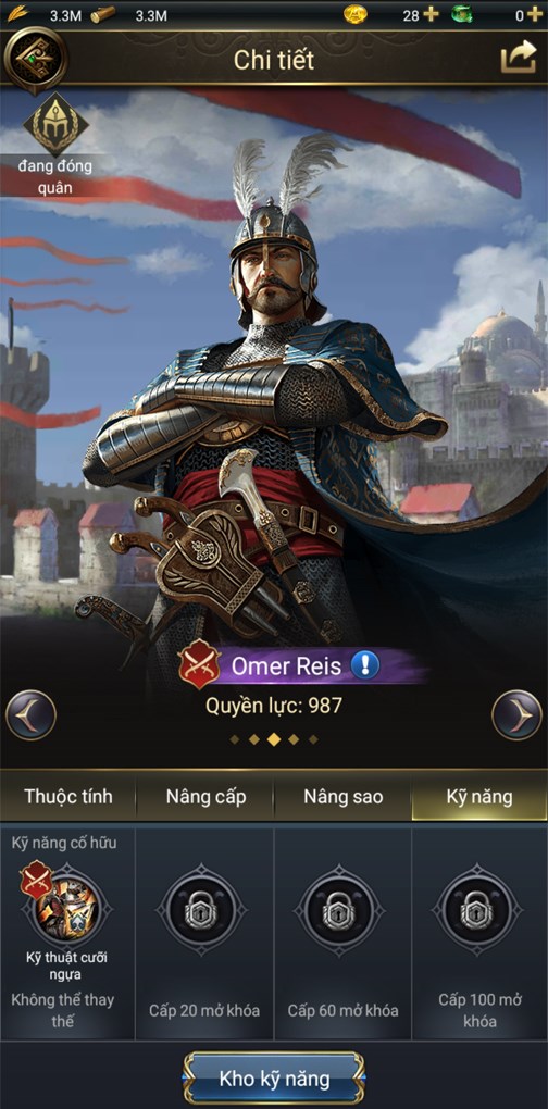 Anh h&ugrave;ng Omer Reis sở hữu 4 kỹ năng thi&ecirc;n hướng về kỵ binh