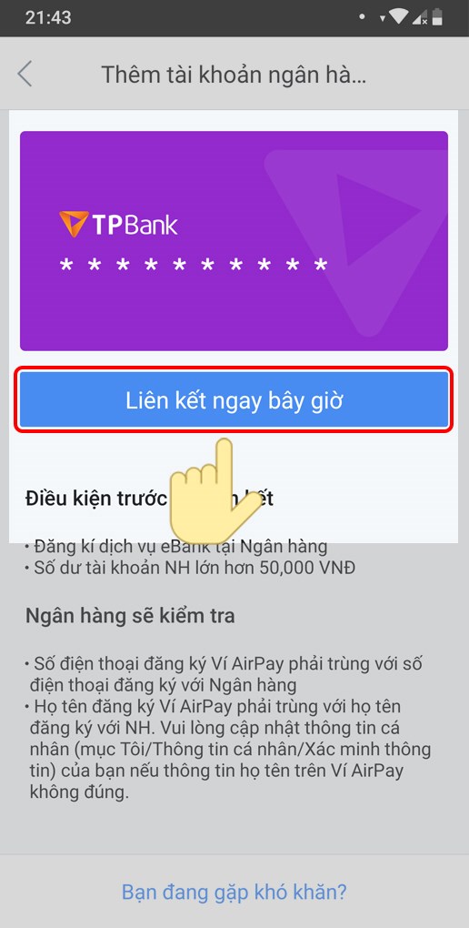 Liên kết tài khoản ngay bây giờ